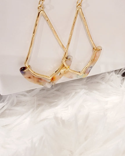 Diamond Shape Metal & Acetate Earrings image 4