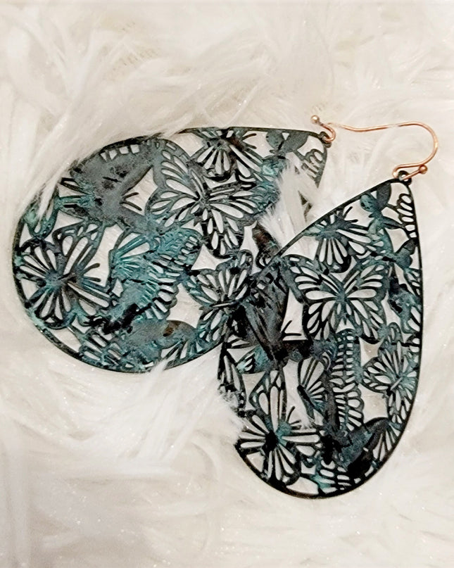 Metal Filigree Butterfly Earrings image 0