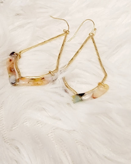 Diamond Shape Metal & Acetate Earrings image 1