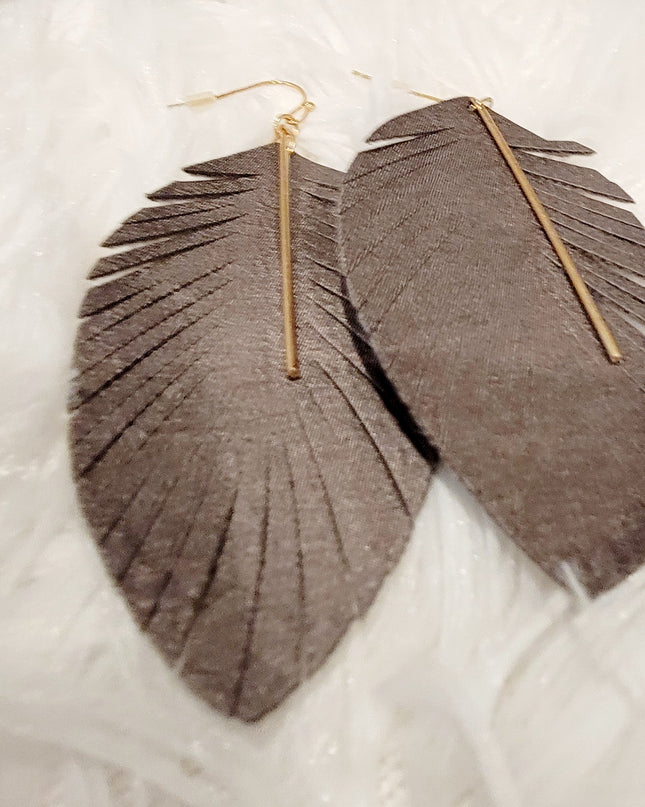 Leather Feather Fringe - DarkGray image 0