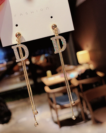 Long D Luxury Drop Earrings image 5