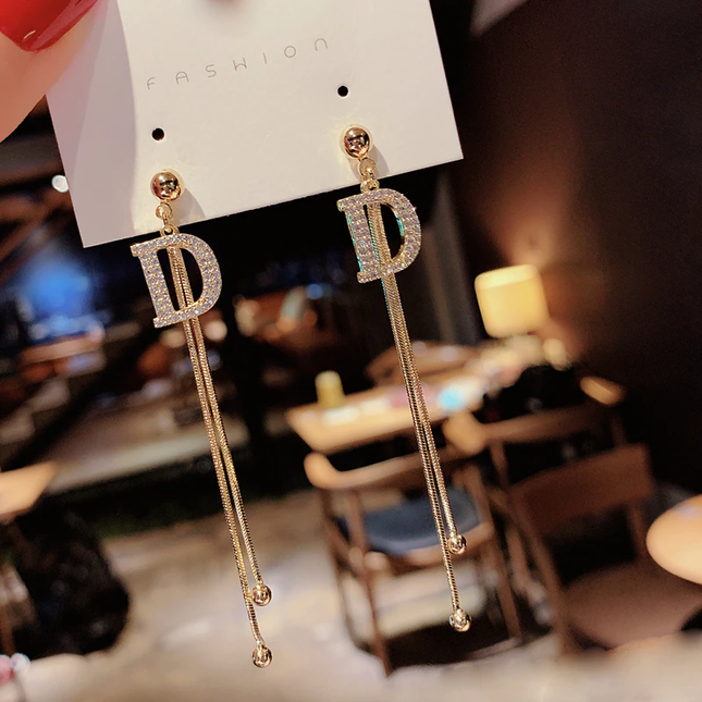Long D Luxury Drop Earrings image 5