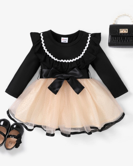 2pcs Baby Girl's Sweet Ruffle Edge Mesh Dress image 0