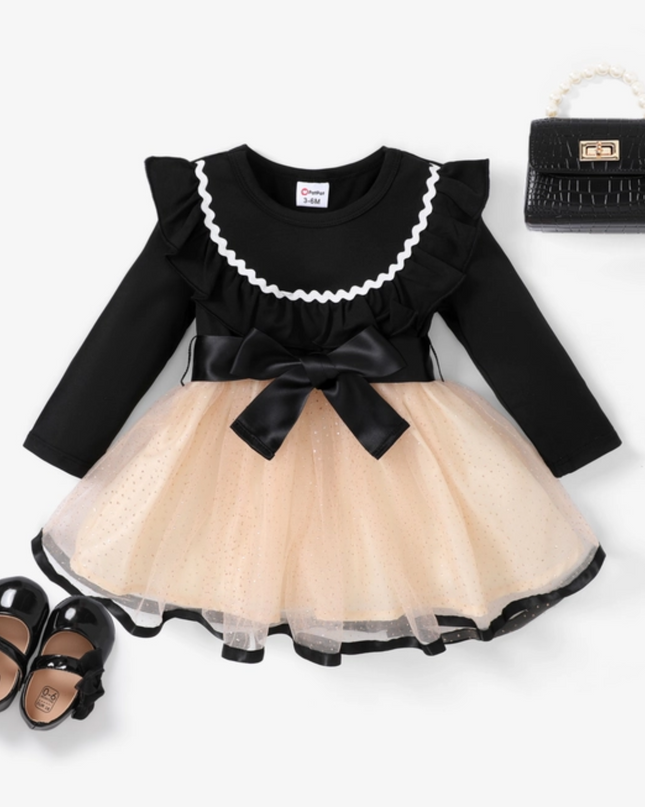 2pcs Baby Girl's Sweet Ruffle Edge Mesh Dress image 0