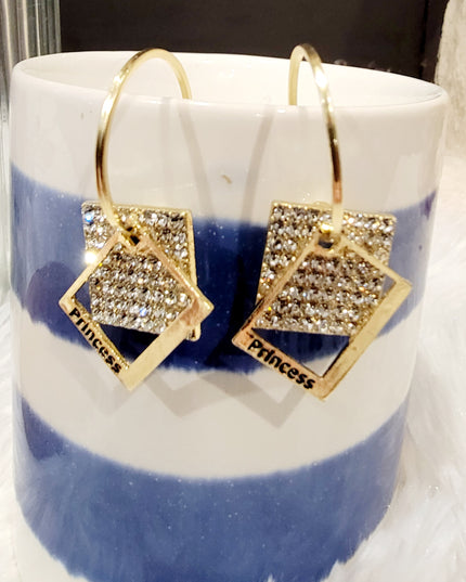 Double Square Hoop Princess Earrings image 4