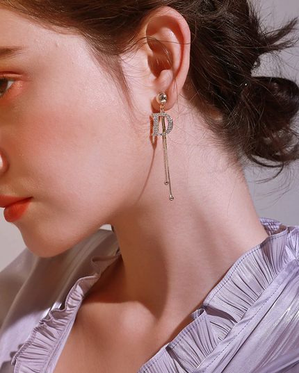 Long D Luxury Drop Earrings image 3