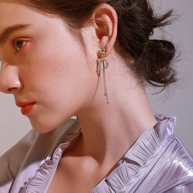 Long D Luxury Drop Earrings image 3