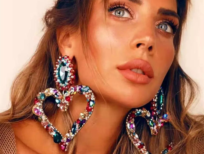 Rhinestone Heart Pendant Earrings image 0